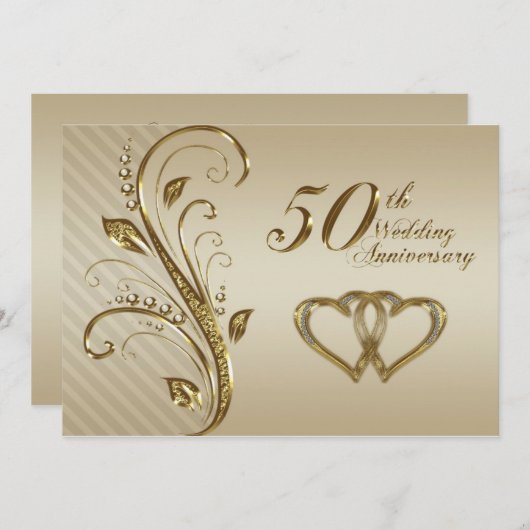 Uitnodigingskaart 50-jarig huwelijksjubileum kaart (Voorkant / Achterkant)