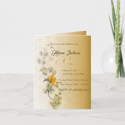 Uitnodigingskaart 50e verjaardag goud (Voorkant)