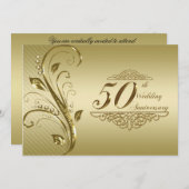 Uitnodigingskaart 50ste gouden huwelijksjubileum kaart (Voorkant / Achterkant)