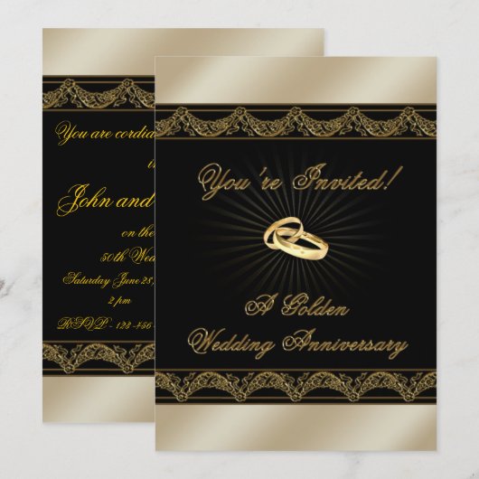 Uitnodigingskaart 50ste huwelijksverjaardag kaart (Voorkant / Achterkant)