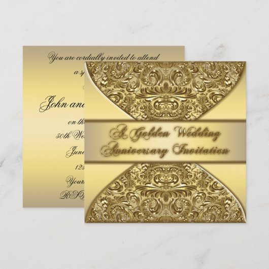 Uitnodigingskaart 50ste huwelijksverjaardag kaart (Voorkant / Achterkant)