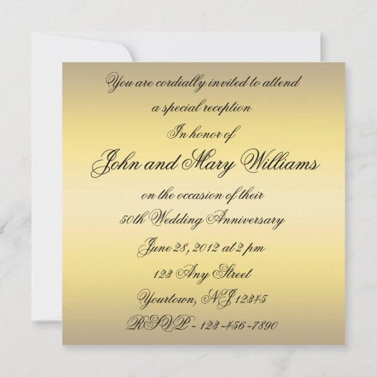 Uitnodigingskaart 50ste huwelijksverjaardag kaart (Achterkant)