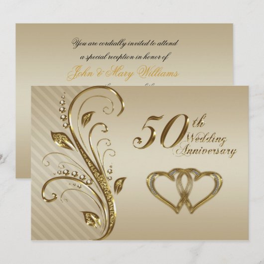 Uitnodigingskaart 50ste huwelijksverjaardag kaart (Voorkant / Achterkant)