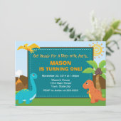 Uitnodigingskaart 5x7 voor dinosaurus verjaardagsf kaart (Staand voorkant)