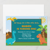 Uitnodigingskaart 5x7 voor dinosaurus verjaardagsf kaart (Voorkant / Achterkant)