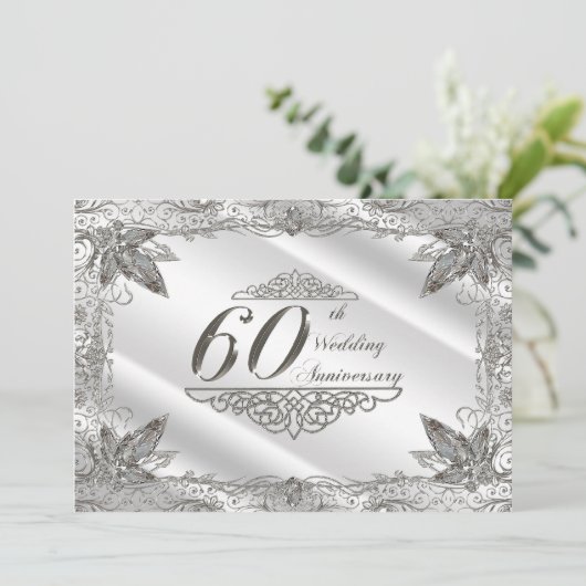 Uitnodigingskaart 60-jarig huwelijksjubileum kaart (Staand voorkant)