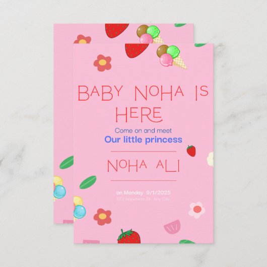 Uitnodigingskaart Bedankkaart (Voorkant / Achterkant)