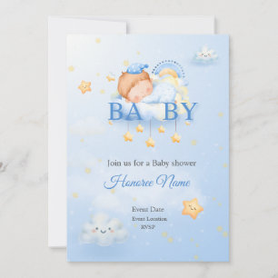 Uitnodigingskaart Blauwe Baby shower Kaart