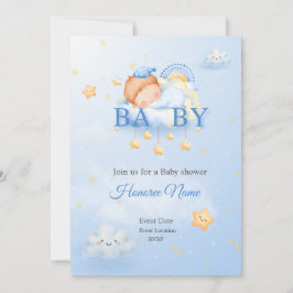 Uitnodigingskaart Blauwe Baby Shower Kaart