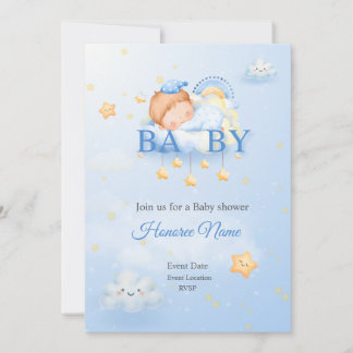 Uitnodigingskaart Blauwe Baby Shower Kaart