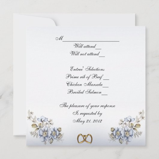 Uitnodigingskaart Blauwe hydrangea en kant Kaart (Achterkant)