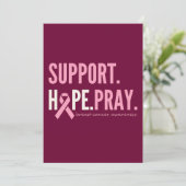 Uitnodigingskaart borstkanker steun hoop gebed kaart (Staand voorkant)