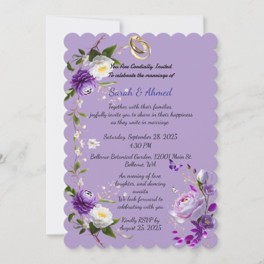 Uitnodigingskaart details bruiloft kaart (Voorkant)