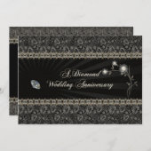 Uitnodigingskaart Diamanten Bruiloft Kaart (Voorkant / Achterkant)