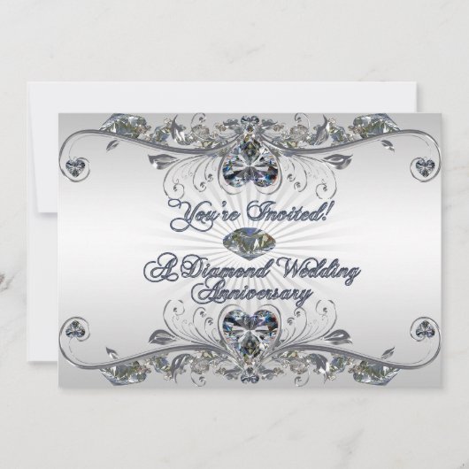 Uitnodigingskaart diamanten bruiloft kaart (Voorkant)