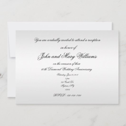 Uitnodigingskaart diamanten bruiloft kaart (Achterkant)