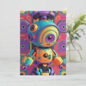 Uitnodigingskaart feestje kinderen Dinosaur Robot  Kaart (Staand voorkant)