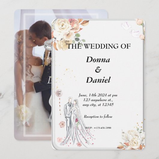 Uitnodigingskaart, gedrukt op glas (Voorkant / Achterkant)