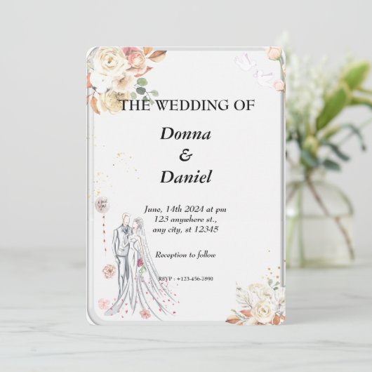 Uitnodigingskaart, gedrukt op glas (Staand voorkant)