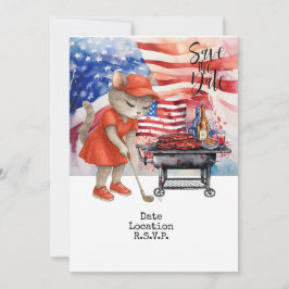 Uitnodigingskaart Golf 4 juli kat save the date Kaart