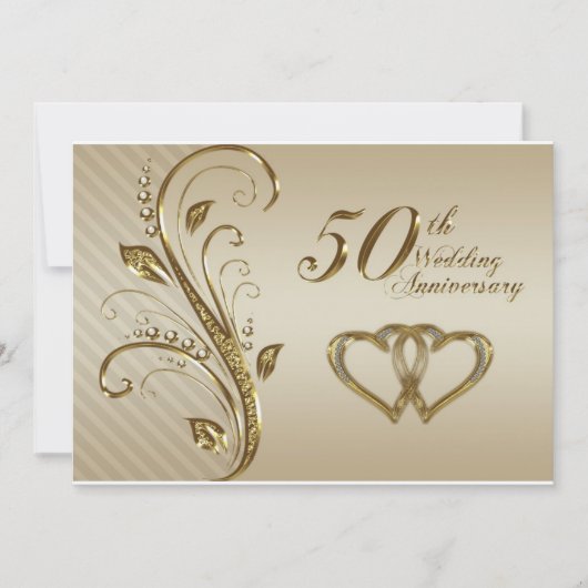 Uitnodigingskaart gouden huwelijksjubileum kaart (Voorkant)