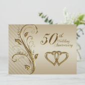 Uitnodigingskaart gouden huwelijksjubileum kaart (Staand voorkant)