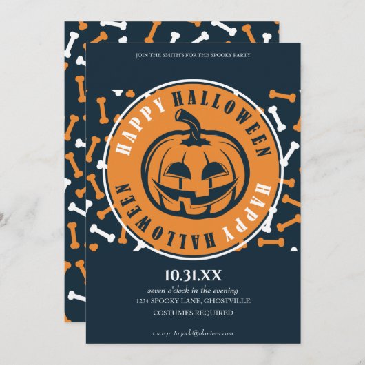 Uitnodigingskaart Halloweenfeest Kaart (Voorkant / Achterkant)