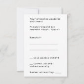 Uitnodigingskaart met computer thema en digitale s RSVP kaartje (Achterkant)