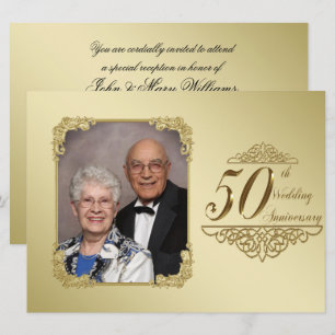 Uitnodigingskaart met foto voor 50-jarig huwelijks kaart