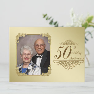 Uitnodigingskaart met foto voor 50-jarig huwelijks kaart