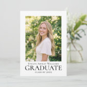 Uitnodigingskaart met foto voor de diploma-uitreik kaart (Staand voorkant)