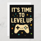 Uitnodigingskaart met retro game-thema" kaart (Voorkant / Achterkant)