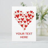 Uitnodigingskaart met rood gekrabbel hart kaart (Staand voorkant)