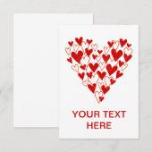 Uitnodigingskaart met rood gekrabbel hart kaart (Voorkant / Achterkant)