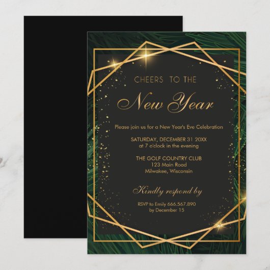 Uitnodigingskaart nieuwjaarsdag kaart (Voorkant / Achterkant)