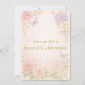 Uitnodigingskaart Pastel Waterverf Tuin Bloemmotie Kaart (Achterkant)