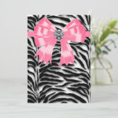 Uitnodigingskaart Roze Zebra Feest Template Kaart (Staand voorkant)