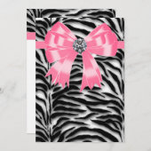 Uitnodigingskaart Roze Zebra Feest Template Kaart (Voorkant / Achterkant)