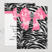 Uitnodigingskaart Roze Zebra Feestje Sjabloon Kaart (Voorkant / Achterkant)