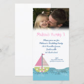 Uitnodigingskaart Sailor Girl Verjaardagsfeestje P (Voorkant / Achterkant)