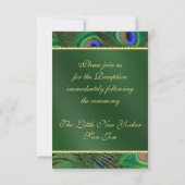 Uitnodigingskaart smaragdgroene pauw receptie kaart (Achterkant)