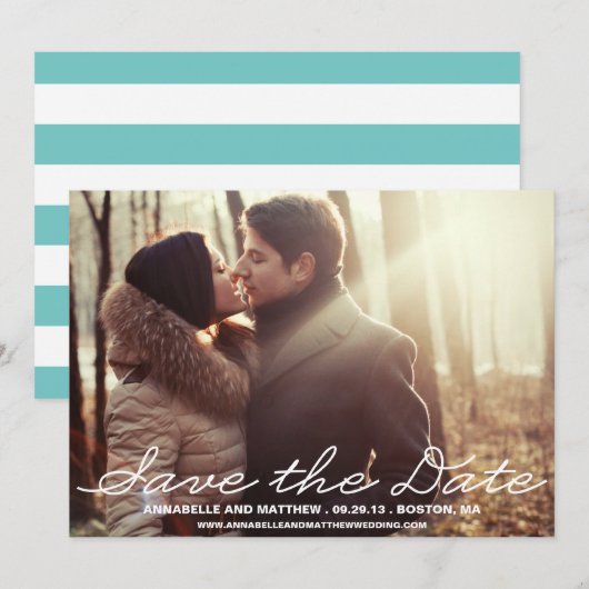 Uitnodigingskaart Trouwdatum Aankondiging (Voorkant / Achterkant)