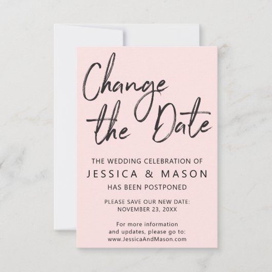 Uitnodigingskaart uitgestelde bruiloft kaart (Voorkant)