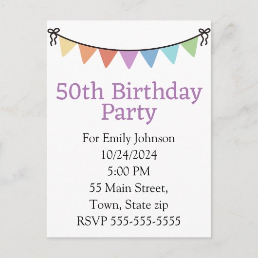 Uitnodigingskaart Uitnodiging Briefkaart (Voorkant)