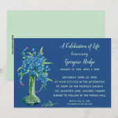 Uitnodigingskaart 'Vergeten Mij Niet' Vaas Bewerkb Kaart (Voorkant / Achterkant)