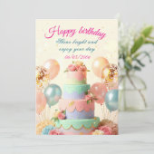 Uitnodigingskaart verjaardag, Elegant & Aanpasbaar Kaart (Staand voorkant)