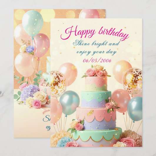 Uitnodigingskaart verjaardag, elegant en aanpasbaa kaart (Voorkant / Achterkant)