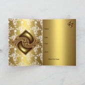 Uitnodigingskaart Verjaardagsfeest Goud Bloem (Binnen)