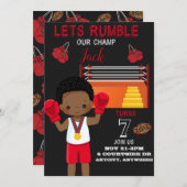 Uitnodigingskaart verjaardagsfeestje bokswedstrijd (Voorkant / Achterkant)