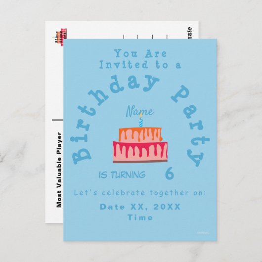 Uitnodigingskaart verjaardagsfeestje jongen HAMbyW Briefkaart (Voorkant / Achterkant)